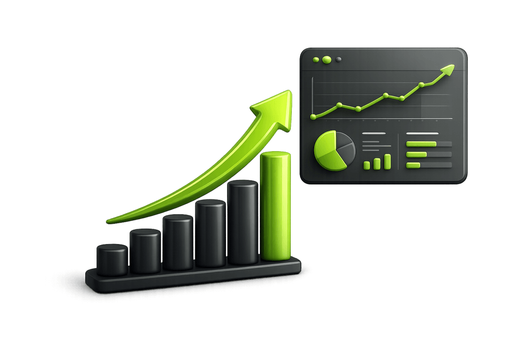 Gráfica de crecimiento de resultados en marketing digital